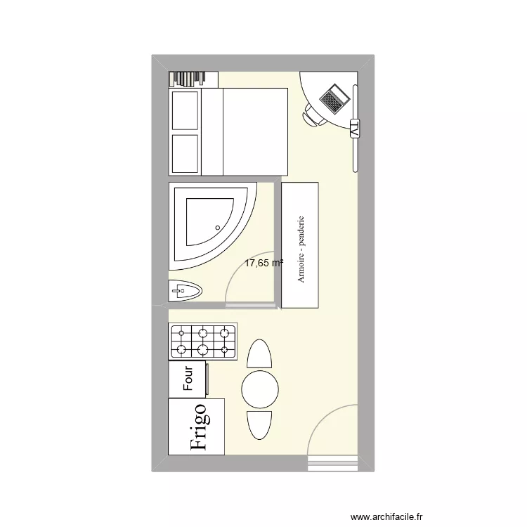 conteneur. Plan de 1  et 18 m²
