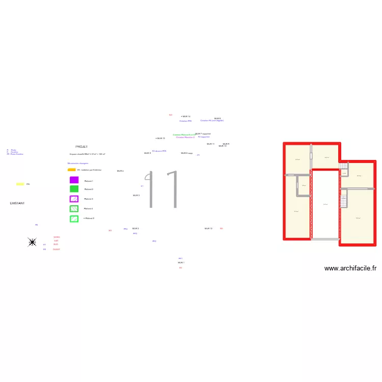 JATTOUI _ Existant. Plan de 16  et 207 m²
