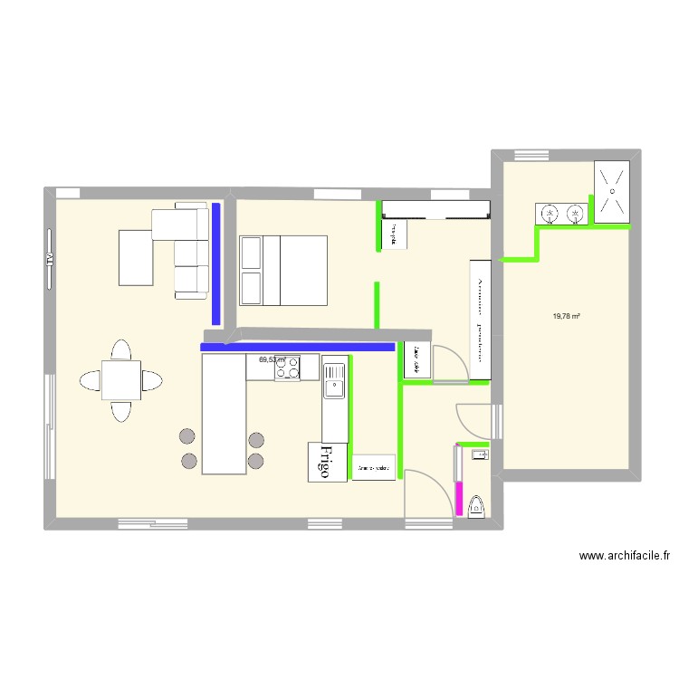 BERNUS GARAGE. Plan de 2 pièces et 89 m2
