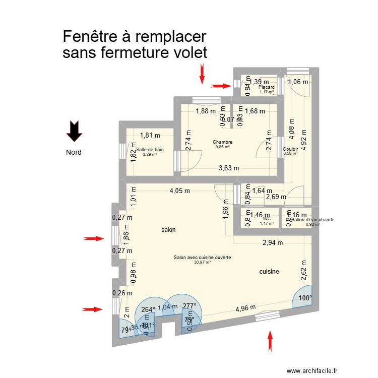 diaz. Plan de 7 pièces et 54 m2