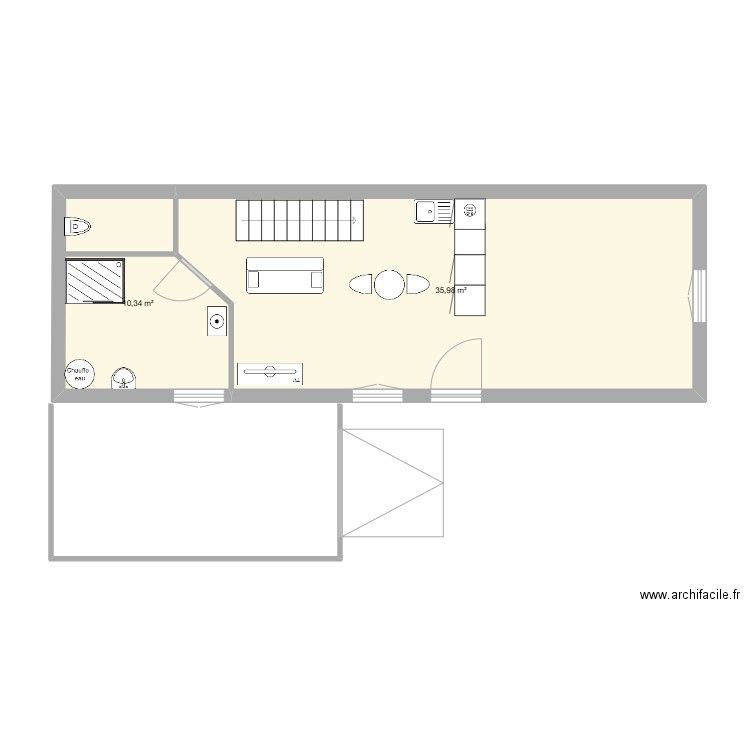 ST BLAISE. Plan de 2 pièces et 45 m2