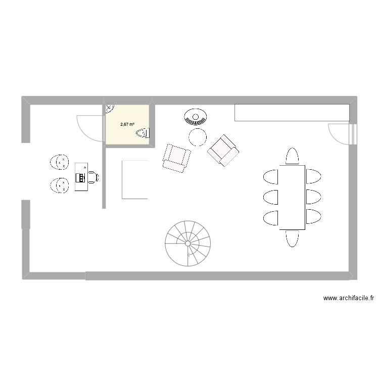 Ecurie Bas New. Plan de 1 pièce et 3 m2