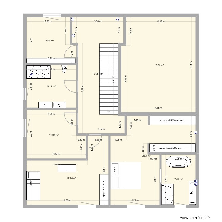 09.12 SEVAL. Plan de 8 pièces et 128 m2