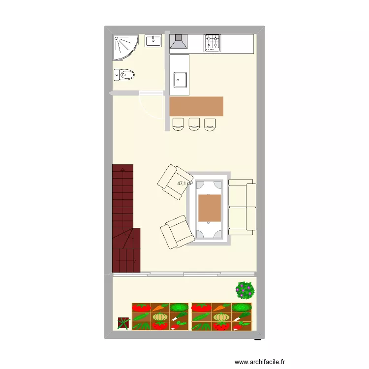 &Eacute;tage casa. Plan de 1  et 47 m²