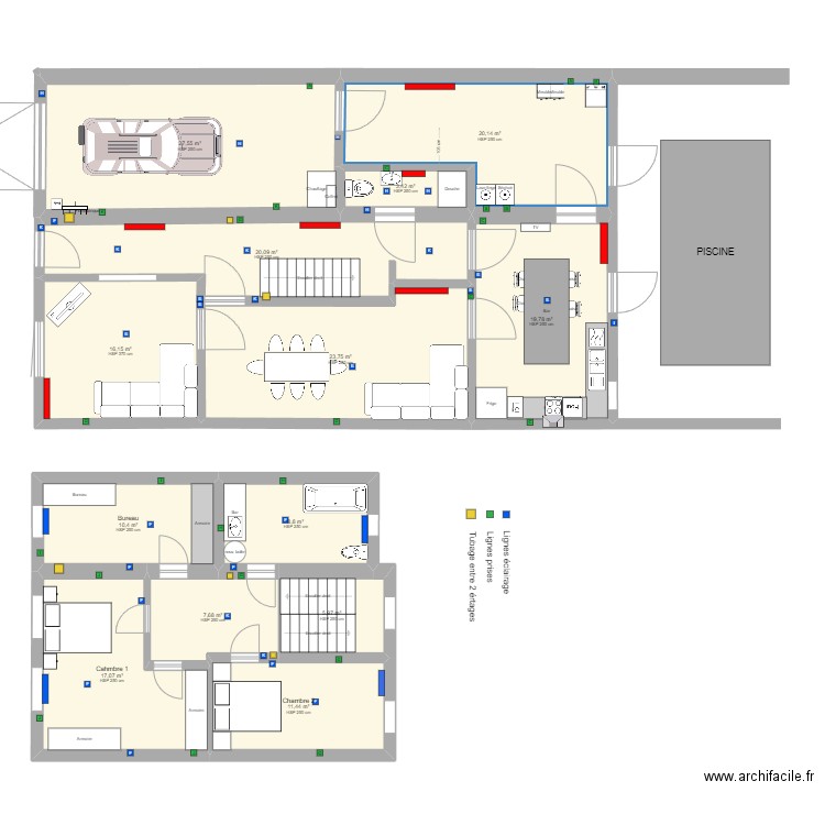 TFE_5H01B MODIFIER. Plan de 13 pièces et 192 m2