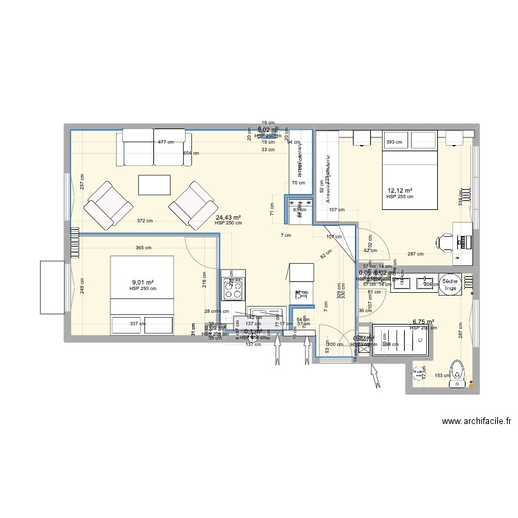 03 Boulogne Plan projet 6. Plan de 10 pièces et 53 m2