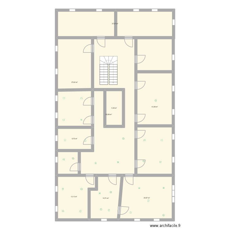 aforp E2. Plan de 9 pièces et 209 m2