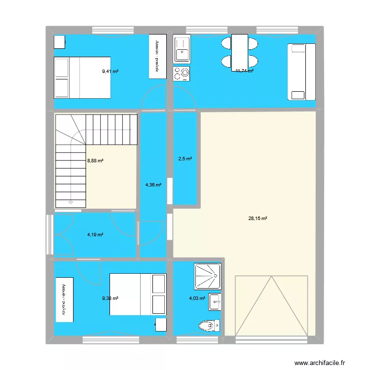 A Fallieres rbnb. Plan de 9 pièces et 83 m²