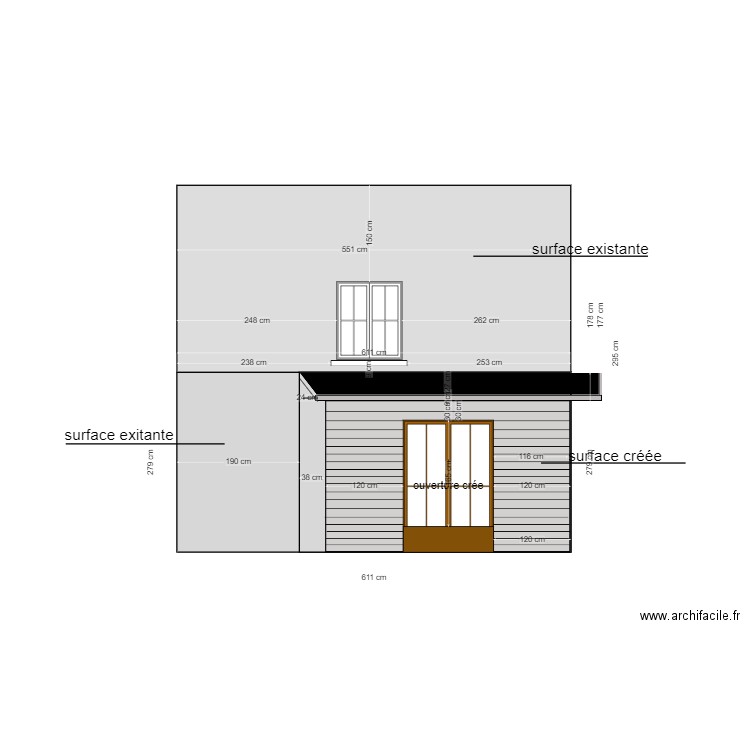 dependance facade 3 sud projeté. Plan de 0 pièce et 0 m2