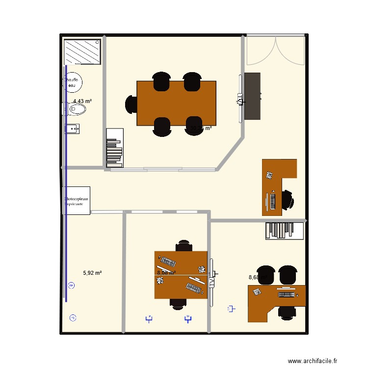 office notarial Jeanne. Plan de 5 pièces et 57 m2