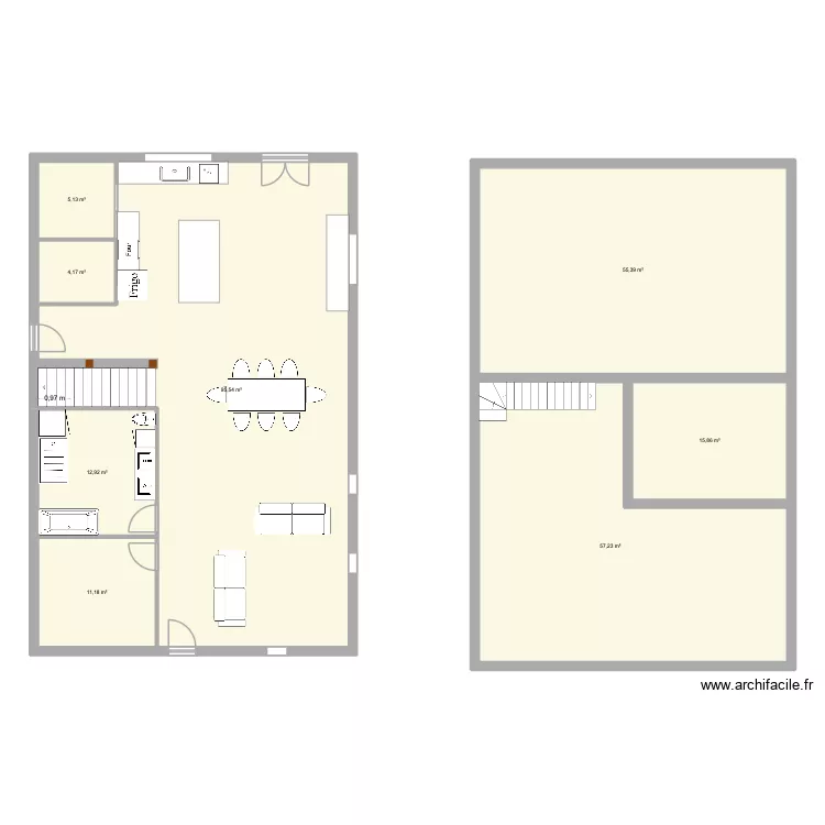 maison rez-de-chauss&eacute;. Plan de 5  et 154 m²