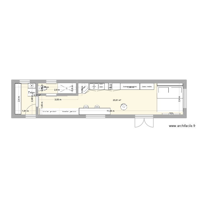 Maison 2 2026. Plan de 2 pièces et 30 m2