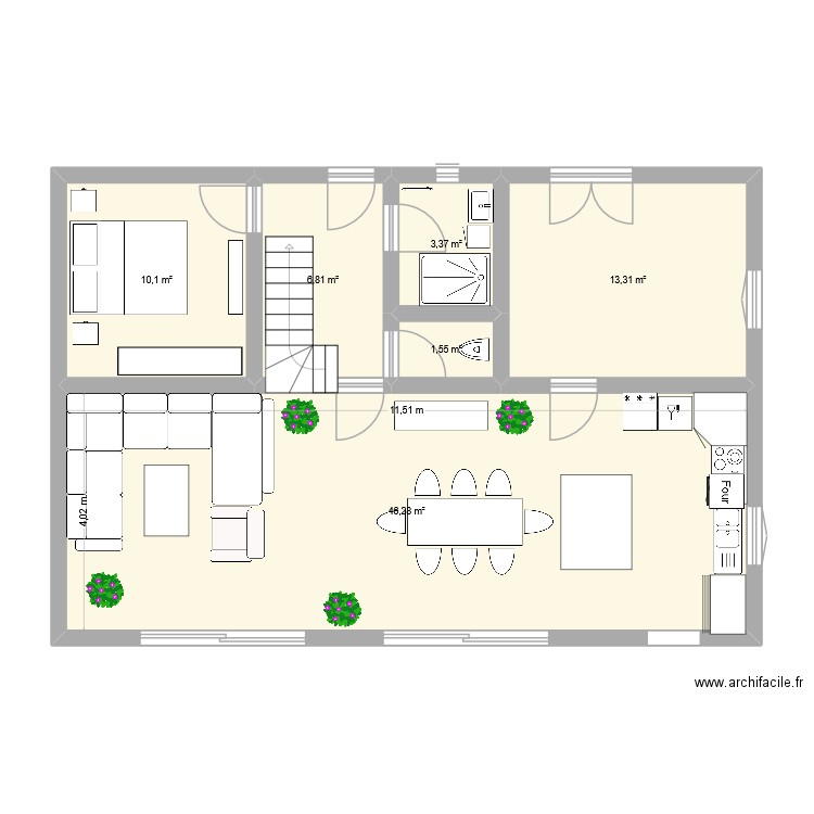 plan maison imp primevères. Plan de 6 pièces et 81 m2