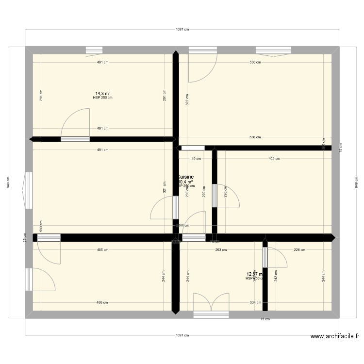 Cravant_rdc_etat actuel. Plan de 0 pièce et 0 m2