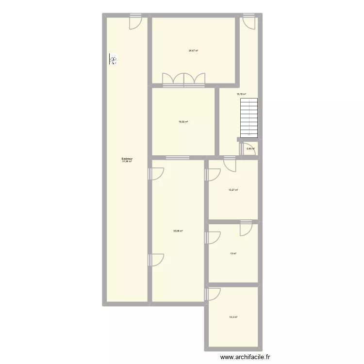 rasse. Plan de 9  et 185 m²
