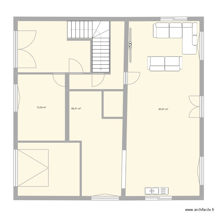 plan_rdc. Plan de 3 pièces et 127 m2