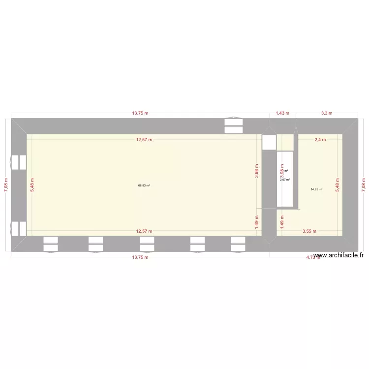 Maison plougonven  Plan de plancher pour Chausson. Plan de 4 Pièces et 90 m²