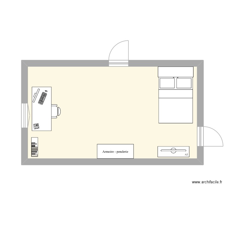 Plan chambre Maléna Munoz. Plan de 1 pièce et 26 m2
