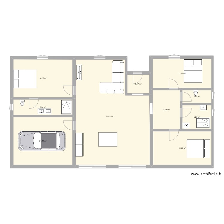 idée. Plan de 10 pièces et 143 m2