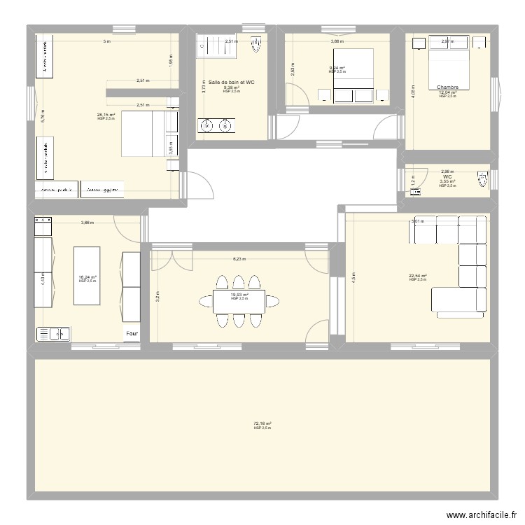 plan chiclana 2. Plan de 9 pièces et 193 m2
