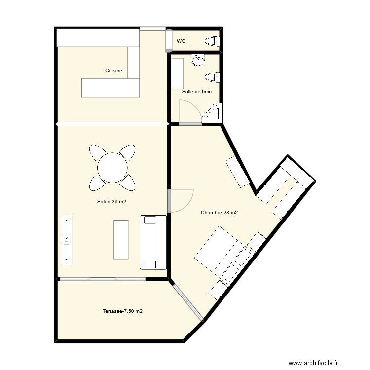 Plan maison format numérique. Plan de 6 pièces et 67 m2
