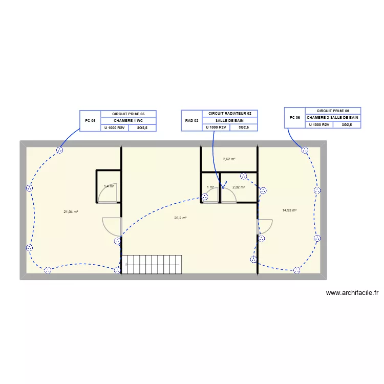 CAMILLE N1 PC. Plan de 7 pièces et 69 m²