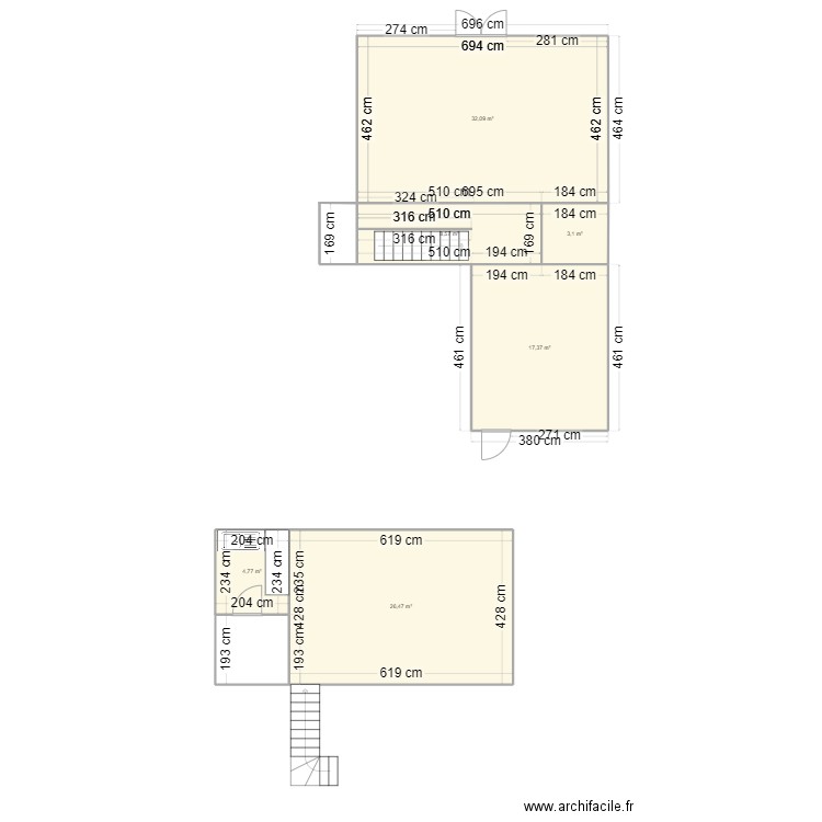 Agence. Plan de 6 pièces et 92 m2