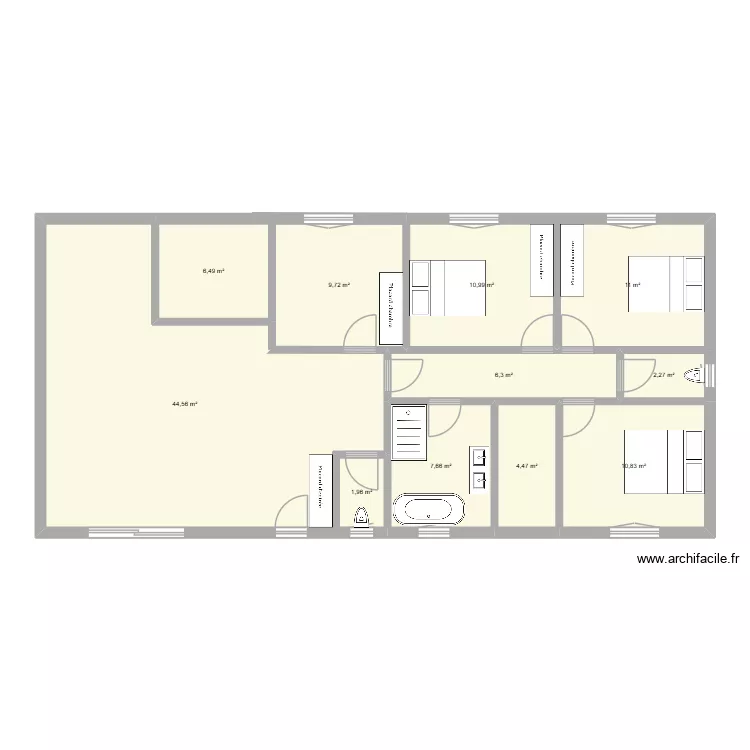 maison 3. Plan de 11  et 116 m²