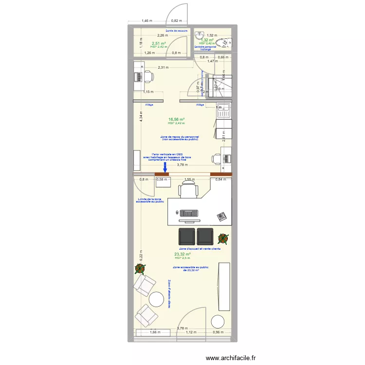 AOV am&eacute;nagement 2. Plan de 4  et 44 m²