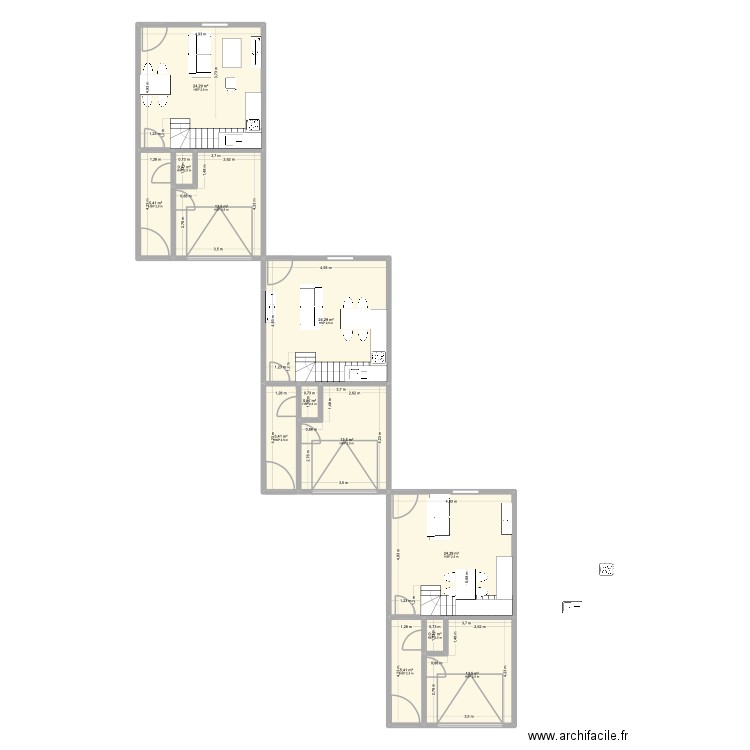 Maison RDC table. Plan de 12 pièces et 133 m2