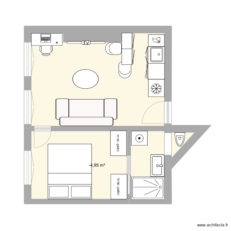 Sulpice r+3 #1. Plan de 1 pièce et 12 m2