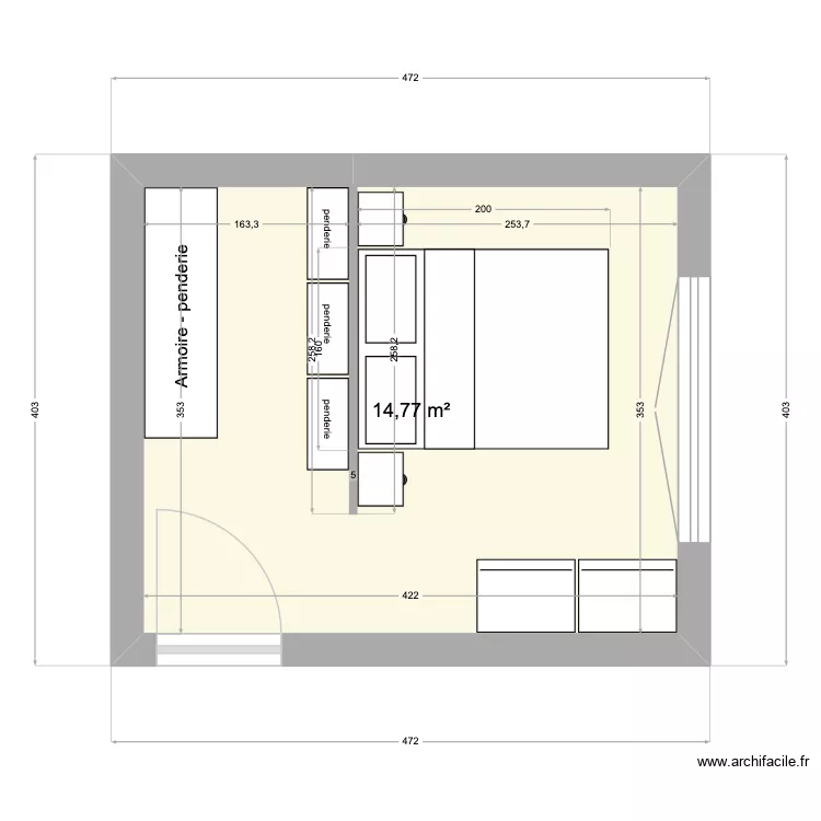 chambre parents. Plan de 1 et 15 m² chambre parents. Plan de 1 et 15 m²