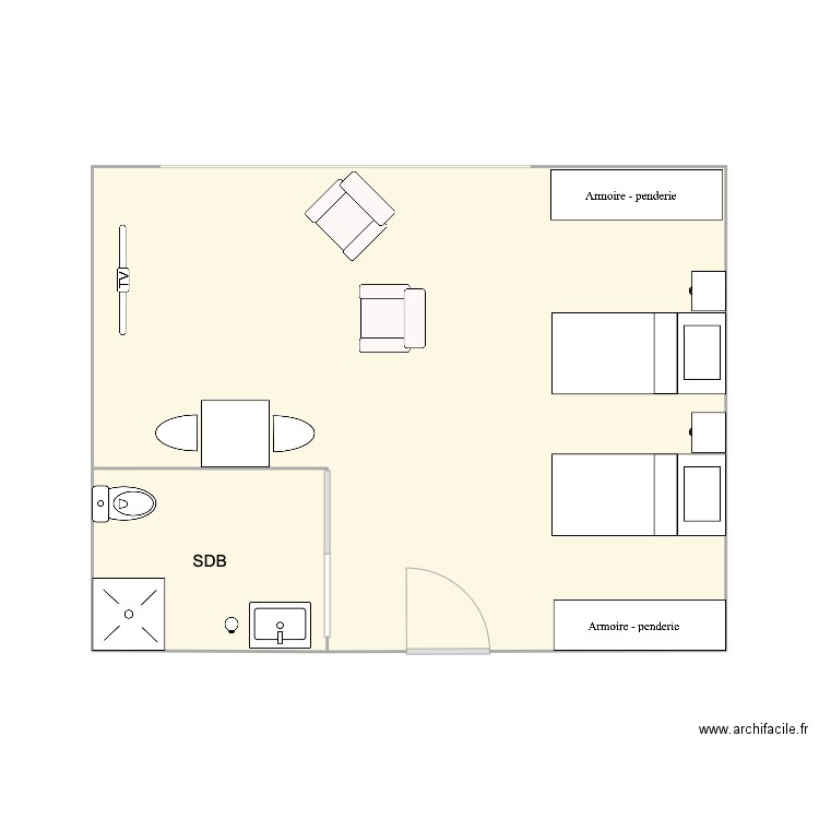 Chambre double maison de repos. Plan de 0 pièce et 0 m2