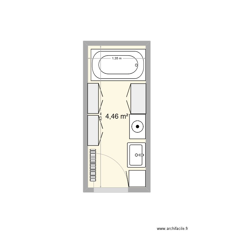 Françoise. Plan de 1 pièce et 4 m2
