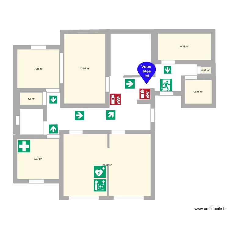 Plan evacuation. Plan de 