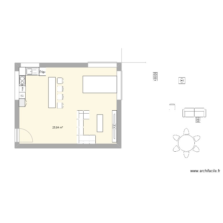 plan maison projet fin d annee . Plan de 1 pièce et 26 m2