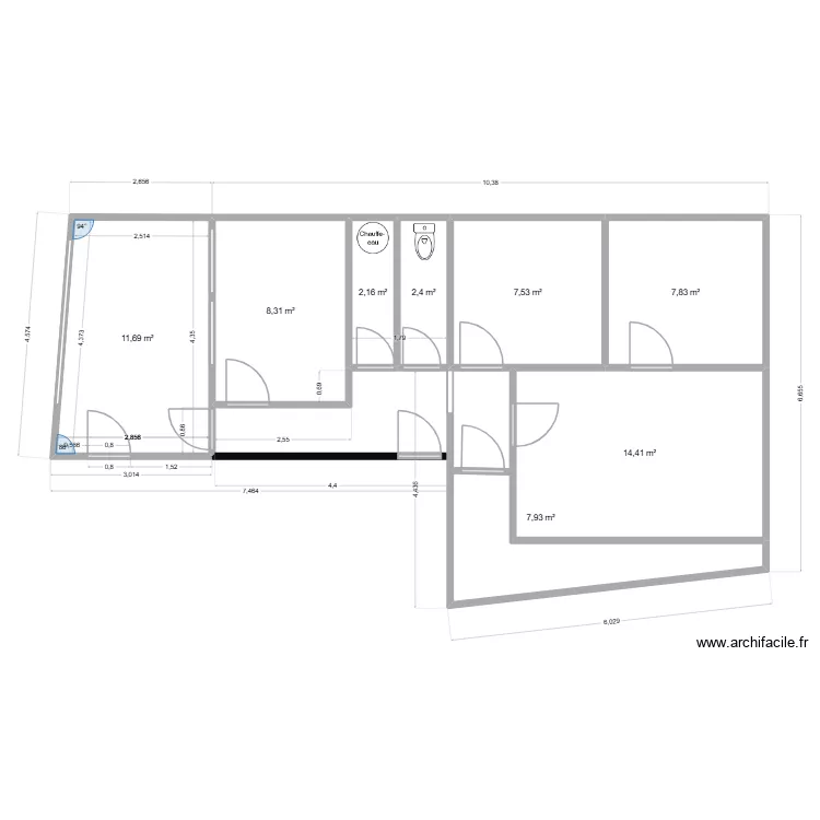 saint andres. Plan de 8 pièces et 62 m²