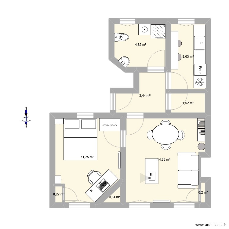 appart v3. Plan de 9 pièces et 41 m2