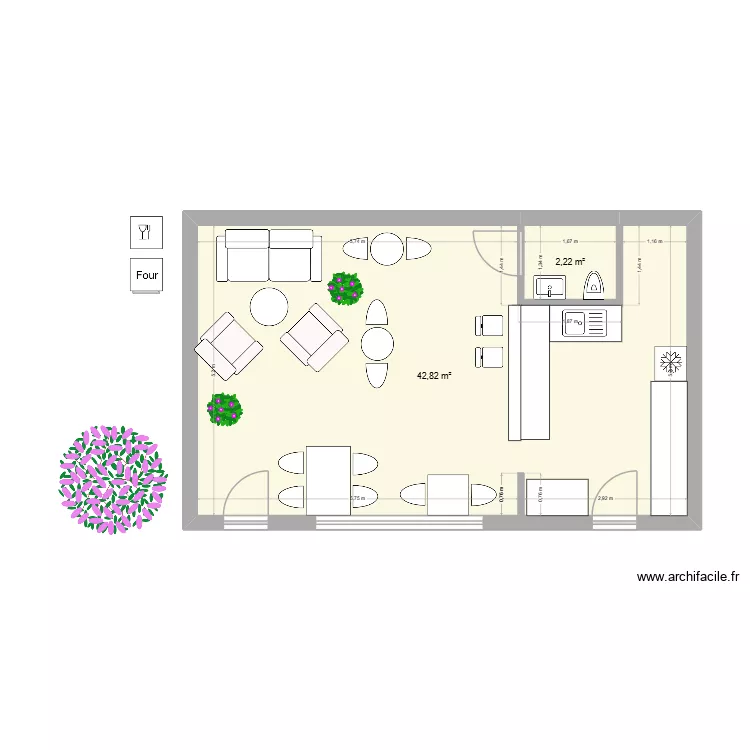 Regina 2. Plan de 2  et 45 m²