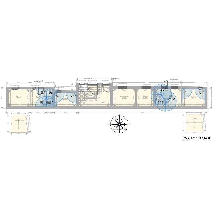 ML24001152. Plan de 19 pièces et 99 m2