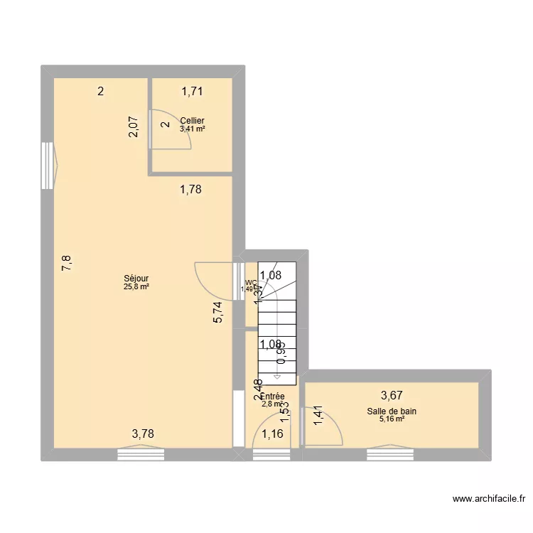 Plan maison 2CH. Plan de 9 Pièces et 78 m² Plan maison 2CH. Plan de 9 Pièces et 78 m²