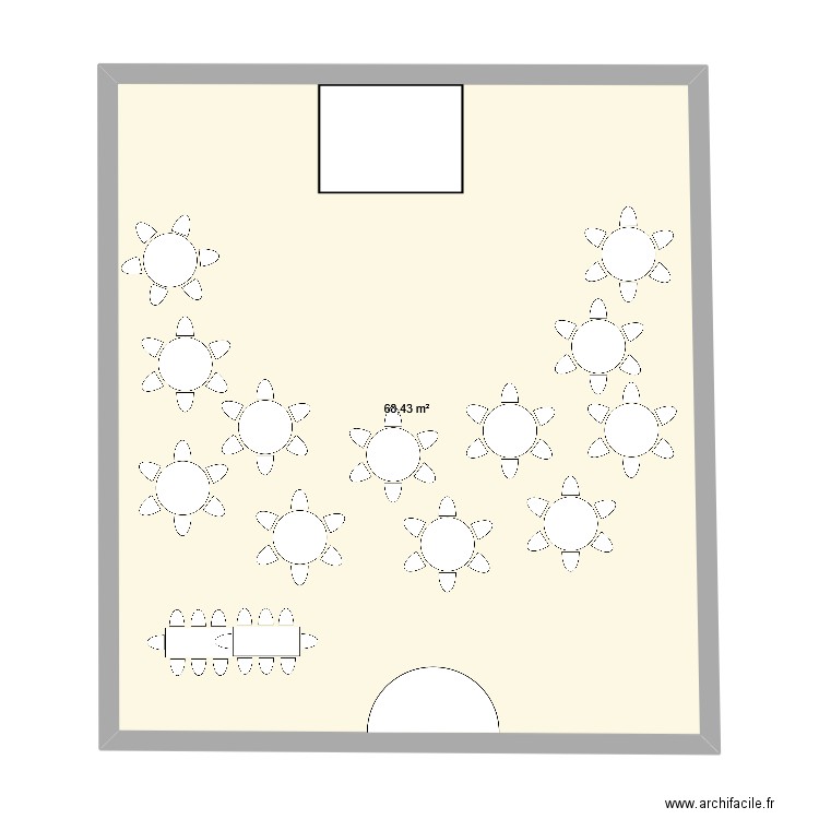 repas aînés. Plan de 1 pièce et 68 m2