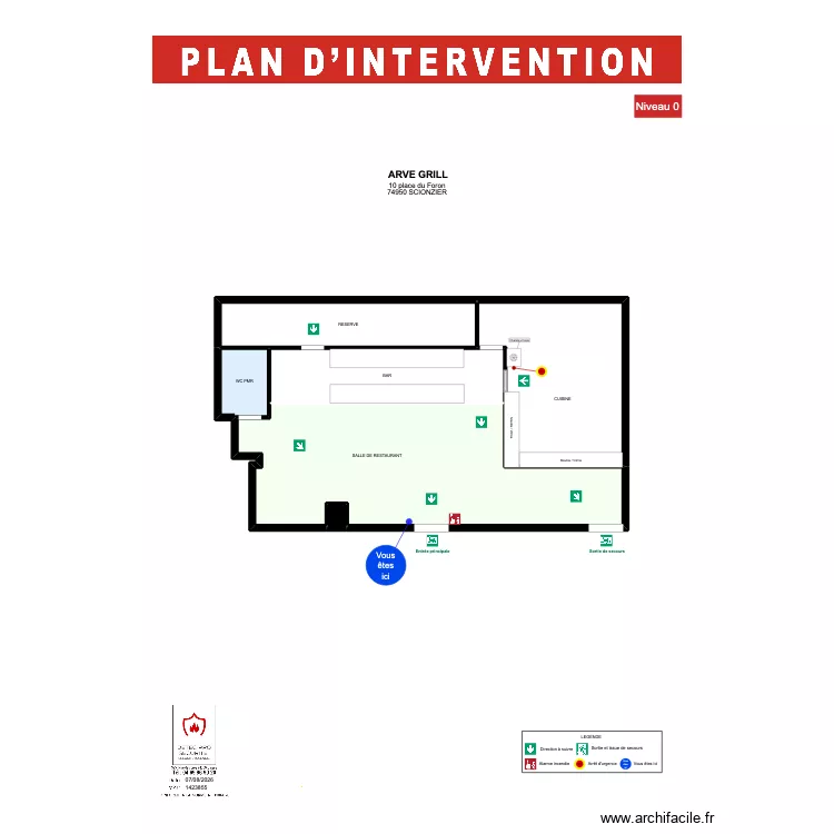 Plan d'intervention ARVE GRILL. Plan de 6  et 153 m²