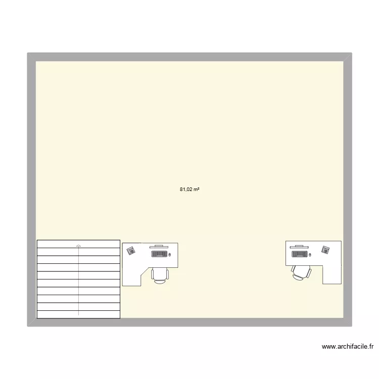 BUREAUX R+1. Plan de 1  et 81 m²