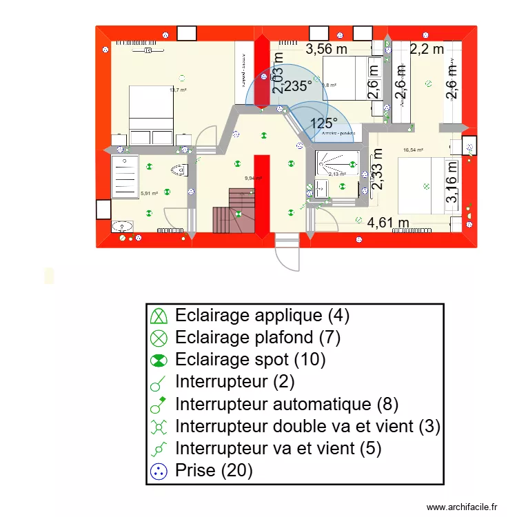 plan etage cesny grenier. Plan de 6  et 58 m²