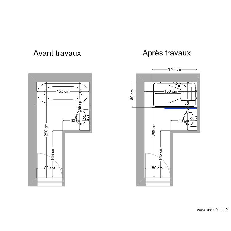 MAJKSNER Sdb. Plan de 2 pièces et 7 m2