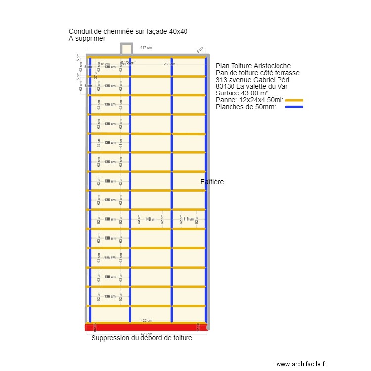 Plan AUBRY Aristocloche 1 pan de toiture. Plan de 52 pièces et 35 m2