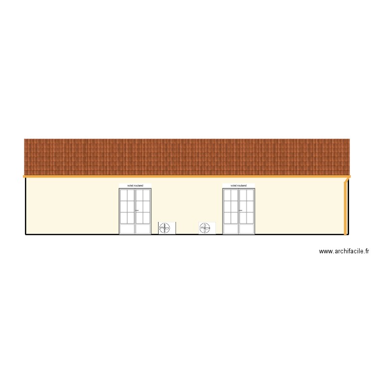 facade sejour sud. Plan de 1 pièce et 36 m2