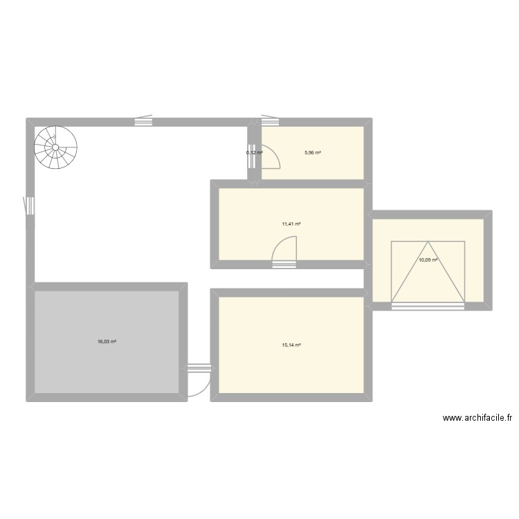 architecte. Plan de 6 pièces et 59 m2