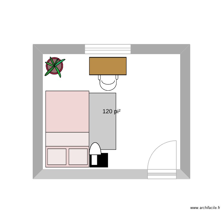 chambre autonomie. Plan de 1 pièce et 11 m2